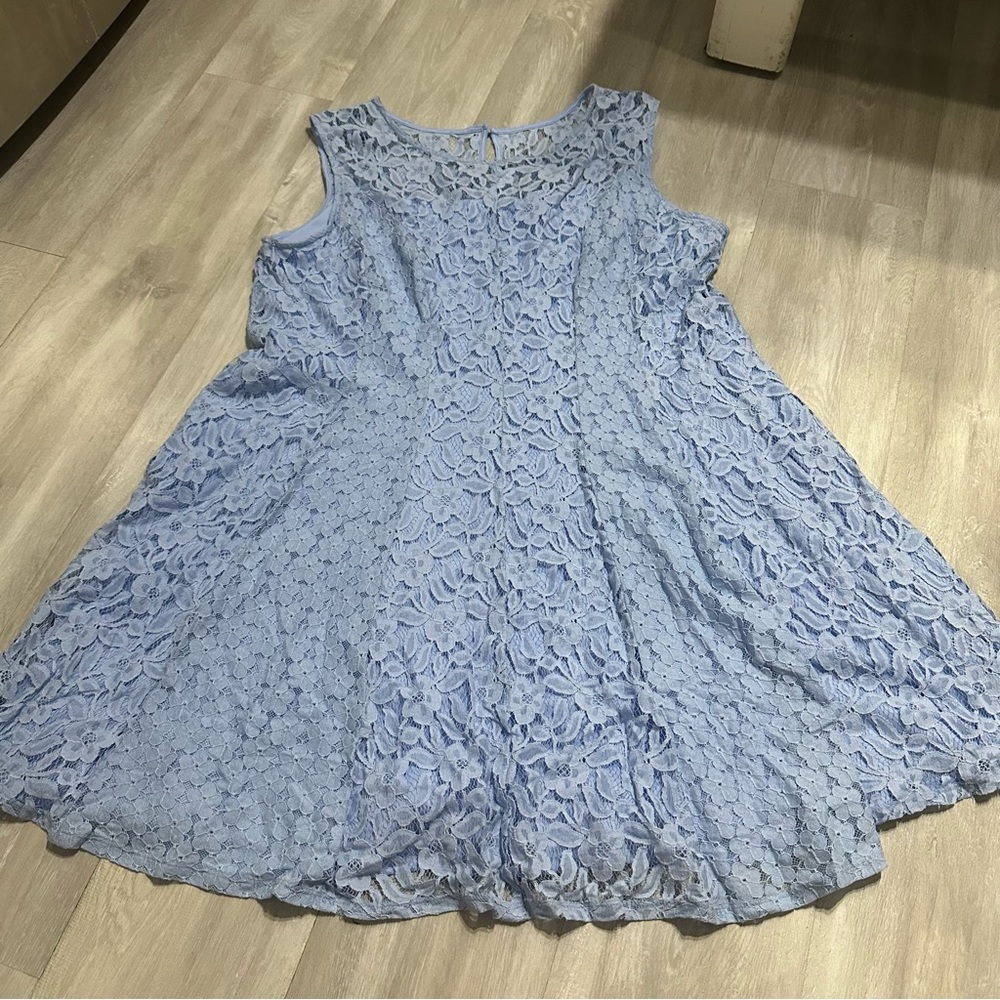 Sandra Darren Sleeveless Light Blue Lace A Line Dress Sz 22W